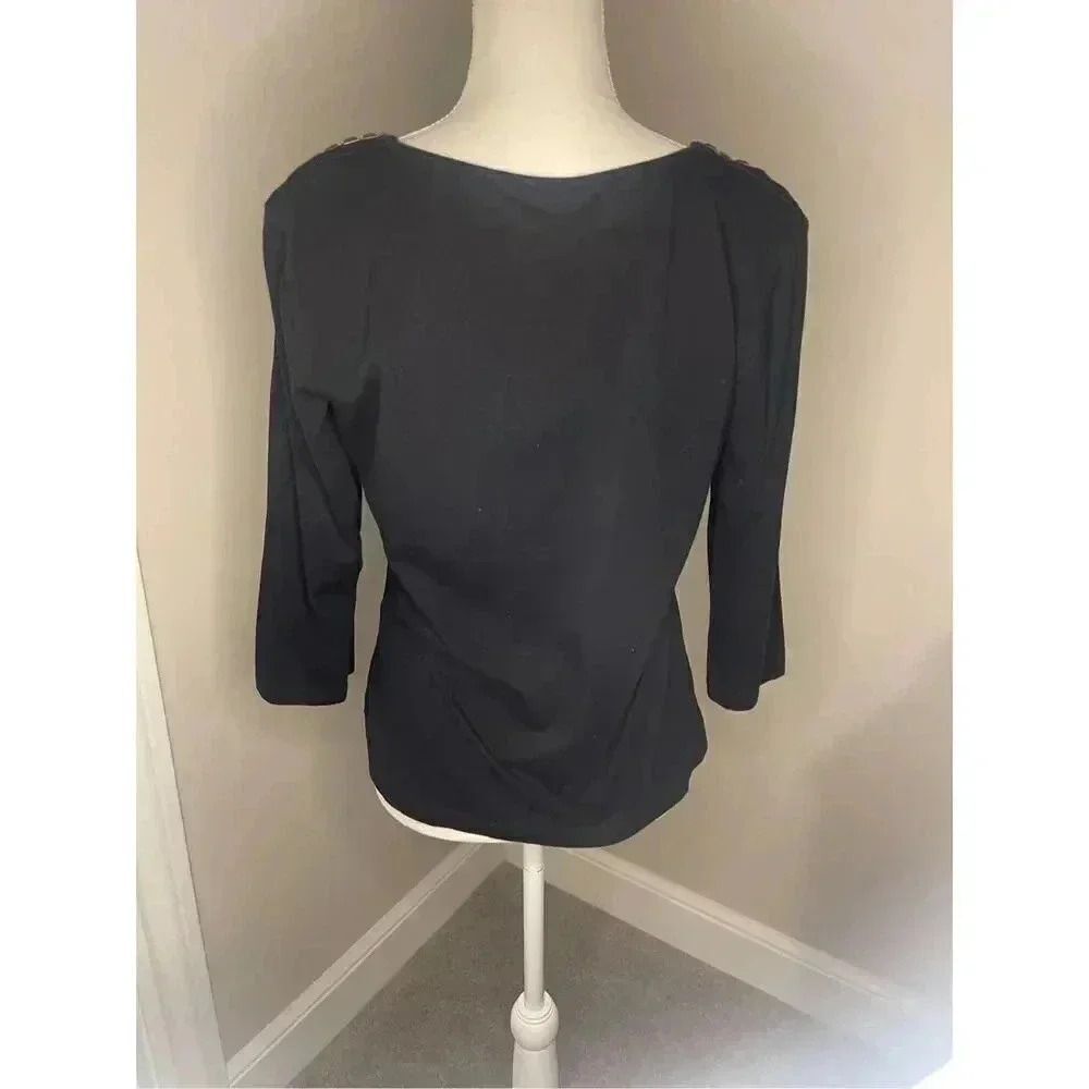 Ruby Red Size Small 3/4 Sleeves Black Top Metalli… - image 2